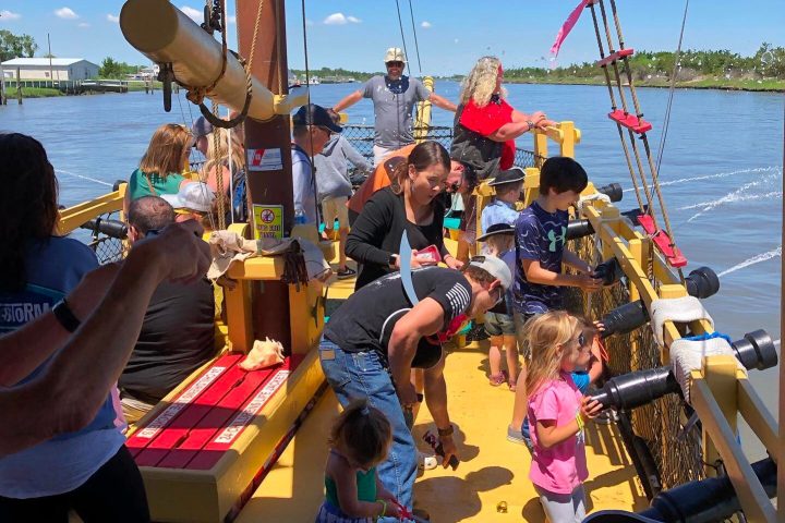 a kids birthday party on a pirate ship
