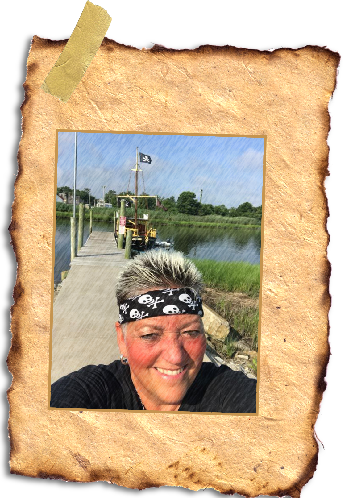 a pirate-dressed woman having selfie